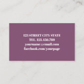 Boho Paarse roze bloemen in Waterverf Visitekaartje (Achterkant)