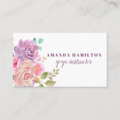 Boho Paarse roze bloemen in Waterverf Visitekaartje (Voorkant)