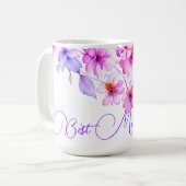  Boho paarse Roze Waterverf floraal beste mama Koffiemok (Voorkant links)