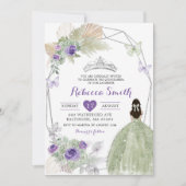 Boho Paarse Sage Groene Geometrische Quinceañera Kaart (Voorkant)