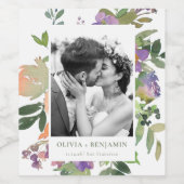 Boho Paarse Sinaasappel Bloemen Bruiloft Custom Fo Wijn Etiket (Enkel label)