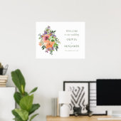 Boho Paarse Sinaasappel Bloemen Bruiloft Welkom Poster (Thuiskantoor)