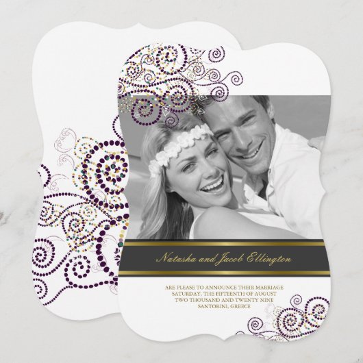 Boho Paarse Spiraal Foto Trouwkaart Kaart (Voorkant / Achterkant)