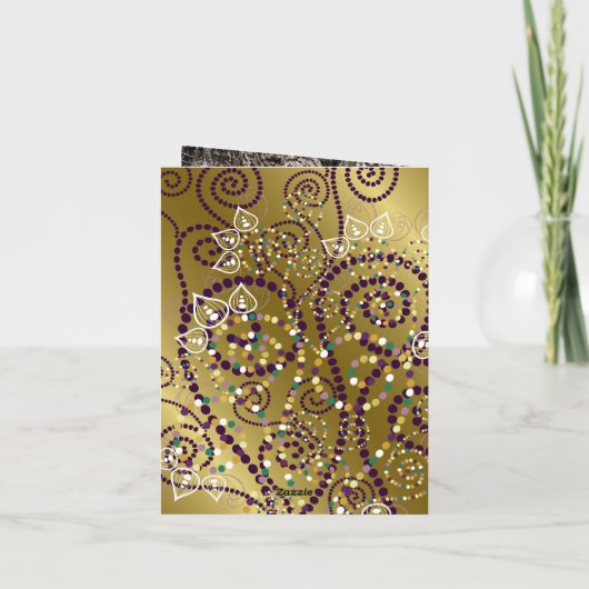 Boho Paarse Spiraal Goud Foto Trouw Dank Je Bedankkaart (Achterkant)