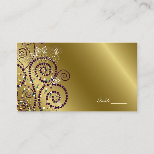  Boho Paarse spiralen Gold Party Place Card Plaatskaartje (Voorkant)
