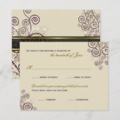 Boho Paarse Spirals Bar / Bat Mitzvah RSVP-kaart RSVP Kaartje (Voorkant / Achterkant)