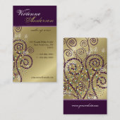  Boho Paarse Spirals Golden Profile Card Visitekaartje (Voorkant / Achterkant)