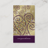  Boho Paarse Spirals Golden Profile Card Visitekaartje (Achterkant)