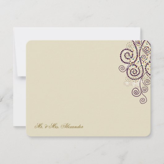 Boho Paarse Stippen & Spiralen Elegante foto bruil Bedankkaart (Voorkant)