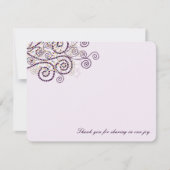 Boho Paarse Stippen Spirals Elegant Photo Weddensc Bedankkaart (Voorkant)