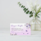Boho Paarse vlinder Baby shower luier Raffle Informatiekaartje (Staand voorkant)