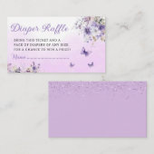 Boho Paarse vlinder Baby shower luier Raffle Informatiekaartje (Voorkant / Achterkant)