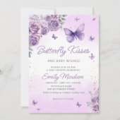 Boho Paarse Vlinder Bloemen Baby Meisje Baby showe Kaart (Voorkant)