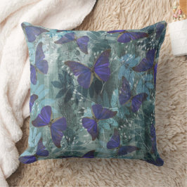 Boho Paarse vlinder & cyaan botanisch origineel Kussen