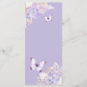Boho Paarse vlinder Floral Princesa Quinceañera Menu (Achterkant)