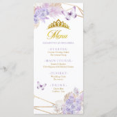 Boho Paarse vlinder Floral Princesa Quinceañera Menu (Voorkant)