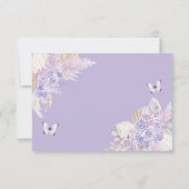 Boho Paarse Vlinder Meisje Quinceañera QR RSVP Kaartje (Achterkant)