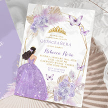 Boho Paarse Vlinder Mexicaans Prinses Quinceañera