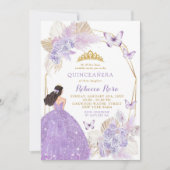 Boho Paarse Vlinder Mexicaans Prinses Quinceañera Kaart (Voorkant)