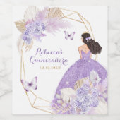 Boho Paarse vlinder Princesa Quinceañera Wijn Etiket (Enkel label)