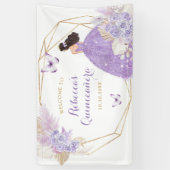 Boho Paarse Vlinder Prinses Quinceañera Groot Spandoek (Verticaal)