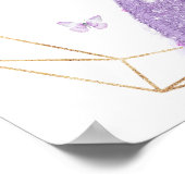 Boho Paarse Vlinder Quinceañera Voedsel Poster (Hoek)