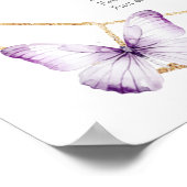 Boho Paarse Vlinder Quinceañera Zitkaart Poster (Hoek)