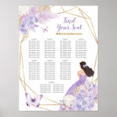 Boho Paarse Vlinder Quinceañera Zitkaart Poster (Voorkant)