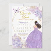Boho Paarse vlinder XV De datumkalender opslaan Kaart (Voorkant)