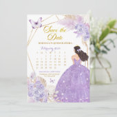 Boho Paarse vlinder XV De datumkalender opslaan Kaart (Staand voorkant)