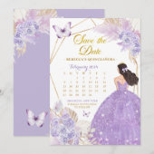 Boho Paarse vlinder XV De datumkalender opslaan Kaart (Voorkant / Achterkant)