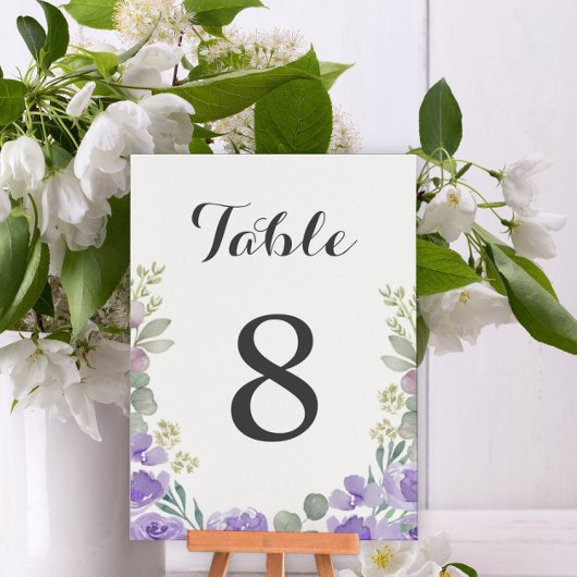 Boho Paarse Waterverf Bloemachtige Bruiloft Kaart