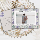 Boho Paarse Waterverf Bloemen Save the Date Briefkaart