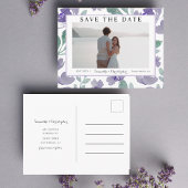 Boho Paarse Waterverf Bloemen Save the Date Briefkaart