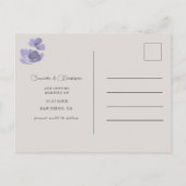 Boho Paarse Waterverf Bloemen Save the Date Briefkaart (Achterkant)
