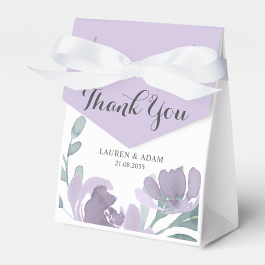 Boho Paarse Waterverf bloemenbruiloft Bedankdoosjes (Voorkant Zijde)