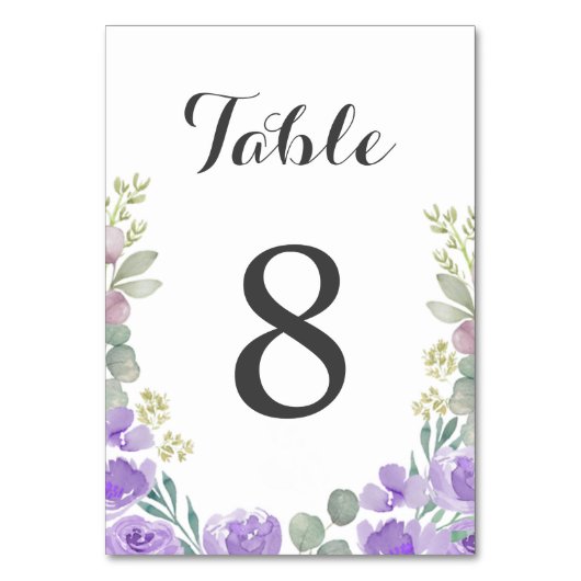 Boho Paarse Waterverf bloemenbruiloft Kaart (Voorkant)