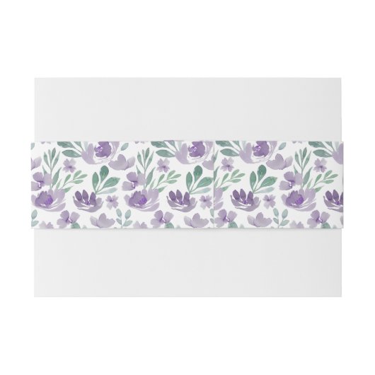 Boho Paarse Waterverf bloemenbruiloft Uitnodigingen Wikkel (Achterkant Voorbeeld)