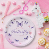 Boho paarse waterverf vlinder meisje Baby shower Papieren Bordje (Feest)
