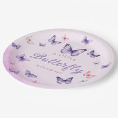 Boho paarse waterverf vlinder meisje Baby shower Papieren Bordje (Gekanteld)