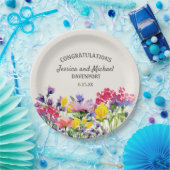 Boho Paarse Waterverf wilde bloemen Papieren Bordje (Feest)