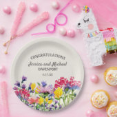 Boho Paarse Waterverf wilde bloemen Papieren Bordje (Feest)