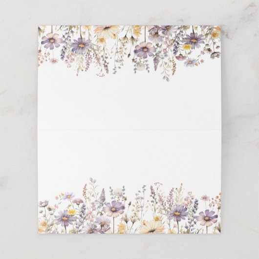 Boho Paarse Wildbloemen Bruiloft Plaatskaartje (Buitenkant ongevouwen)