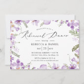Boho Paarse Wildbloemen repetitie diner Kaart (Voorkant)
