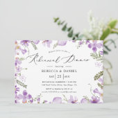 Boho Paarse Wildbloemen repetitie diner Kaart (Staand voorkant)