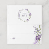 Boho Paarse Wilde Bloem Bruiloft Plaatskaartje (Buitenkant ongevouwen)