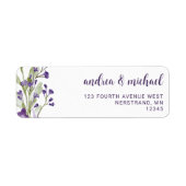 Boho Paarse Wilde Bloem Bruiloft Retouradres Etiket (Voorkant)