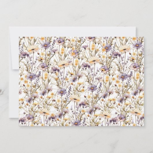 Boho Paarse wilde bloemen foto doop uitnodiging (Achterkant)