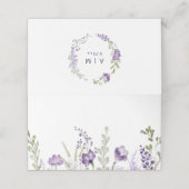 Boho Paarse Wildflower Floral Wedding Place Card Plaatskaartje (Buitenkant ongevouwen)