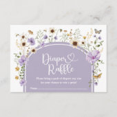 Boho Paarse Wildflower Luier Raffle Baby Meisje Informatiekaartje (Voorkant)